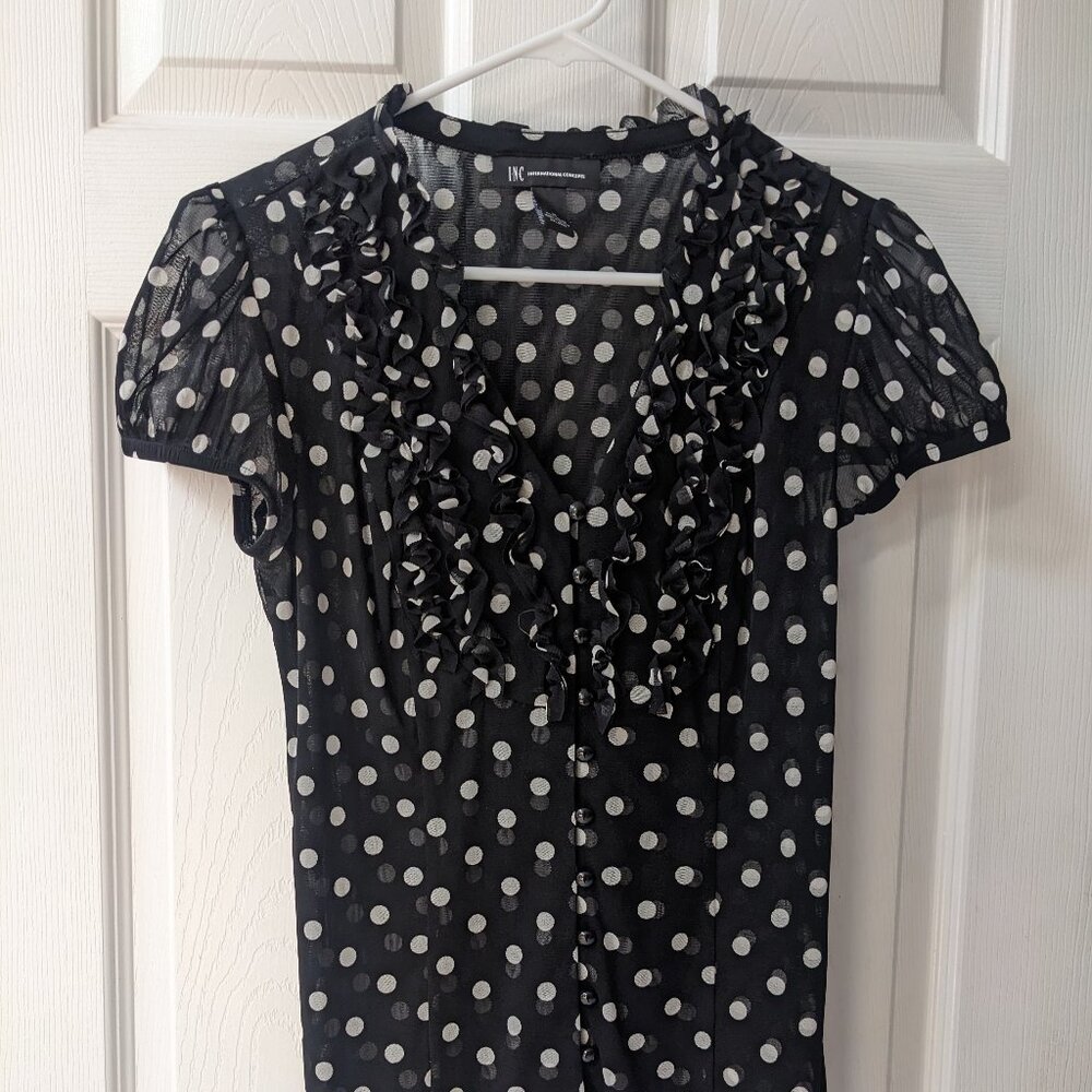 Black & White Polka Dot Short Sleeve Shirt Macy's INC International